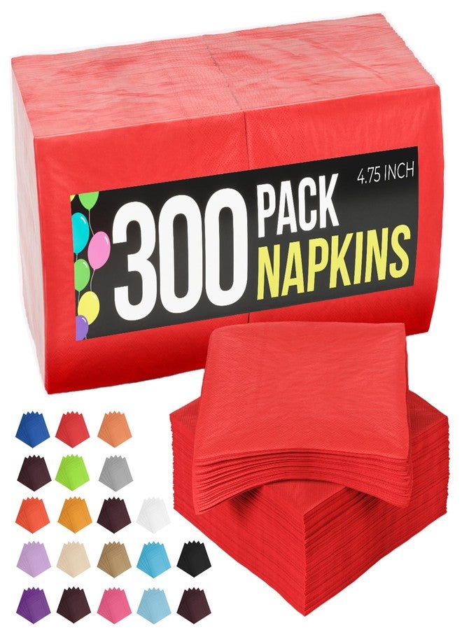 Party Solids مناديل ورقية حمراء سادة للاستخدام اليومي، 300 منديل، طبقتان، مناسبة للحفلات ومستلزماتها. عبوة كبيرة. - Image 1